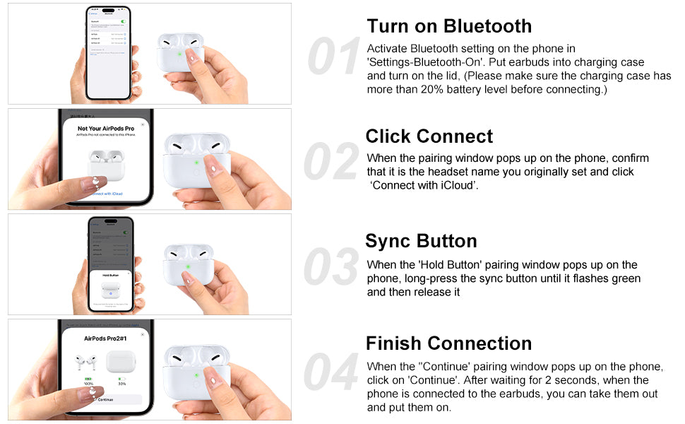 Wireless Charging Case Replacement Compatible with AirPods Pro 1st & 2nd Generation, AirPods Pro 1st & 2nd Charger with Bluetooth Pairing Sync Button,No Earbuds