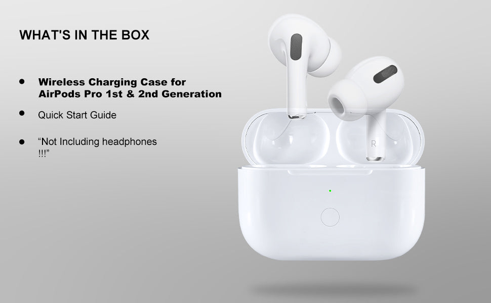 Wireless Charging Case Replacement Compatible with AirPods Pro 1st & 2nd Generation, AirPods Pro 1st & 2nd Charger with Bluetooth Pairing Sync Button,No Earbuds